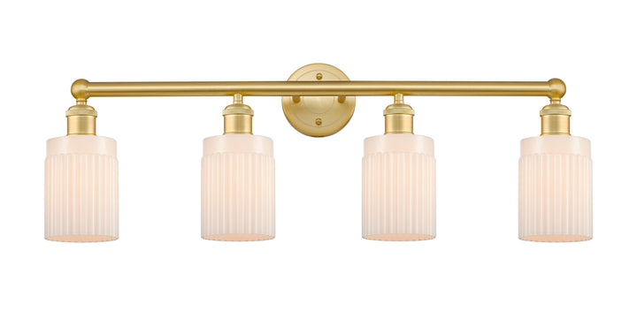 Innovations Lighting Hadley 5" Bath Vanity Light - Satin Gold Vanity Lights Innovations Lighting Matte White ; Glass Type: White; Ribbed  