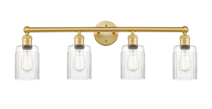 Innovations Lighting Hadley 5" Bath Vanity Light - Satin Gold Vanity Lights Innovations Lighting Clear ; Glass Type: Clear; Ribbed  