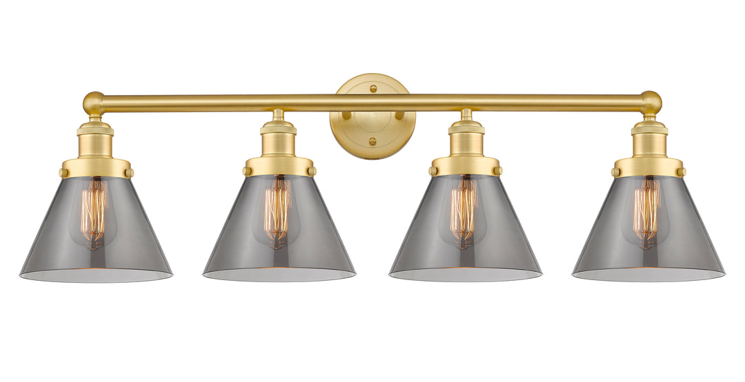 Innovations Lighting Cone 8" Bath Vanity Light - Satin Gold Vanity Lights Innovations Lighting Light Smoke ; Glass Type: Colorful  