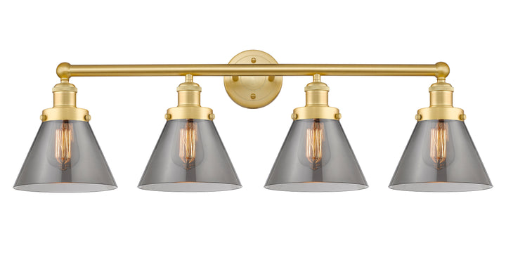 Innovations Lighting Cone 8" Bath Vanity Light - Satin Gold Vanity Lights Innovations Lighting Light Smoke ; Glass Type: Colorful  