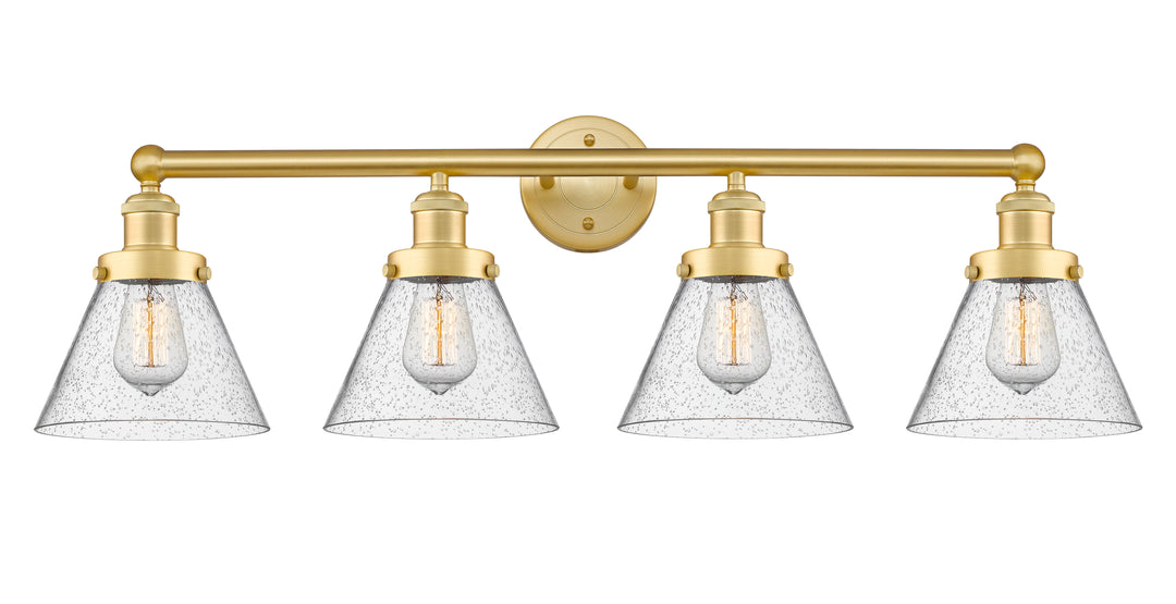 Innovations Lighting Cone 8" Bath Vanity Light - Satin Gold Vanity Lights Innovations Lighting Seedy ; Glass Type: Seedy; Ribbed  