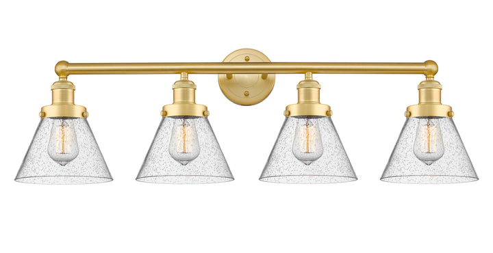 Innovations Lighting Cone 8" Bath Vanity Light - Satin Gold Vanity Lights Innovations Lighting Seedy ; Glass Type: Seedy; Ribbed  