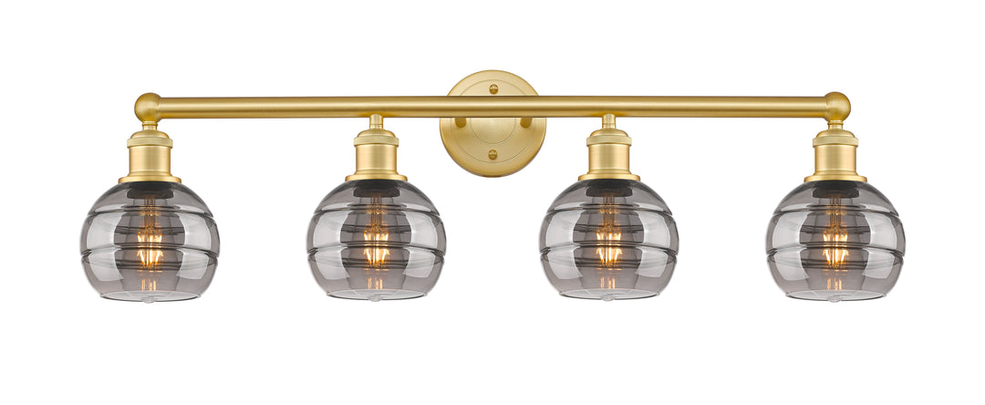 Innovations Lighting Rochester 6" Bath Vanity Light - Satin Gold Vanity Lights Innovations Lighting Light Smoke ; Glass Type: Smoked  