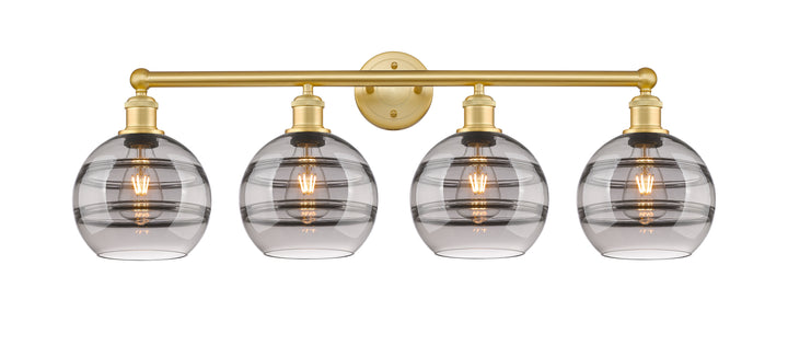 Innovations Lighting Rochester 8" Bath Vanity Light - Satin Gold Vanity Lights Innovations Lighting Light Smoke ; Glass Type: Smoked  