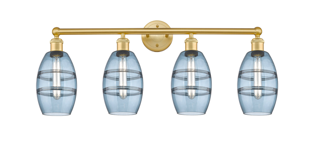 Innovations Lighting Vaz 6" Bath Vanity Light - Satin Gold Vanity Lights Innovations Lighting Blue  ; Glass Type: Blue  