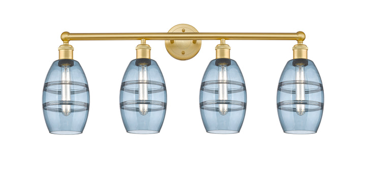 Innovations Lighting Vaz 6" Bath Vanity Light - Satin Gold Vanity Lights Innovations Lighting Blue  ; Glass Type: Blue  