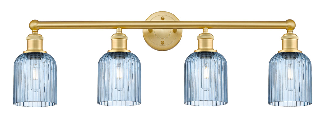 Innovations Lighting Bridal Veil 5" Bath Vanity Light - Satin Gold Vanity Lights Innovations Lighting Princess Blue ; Glass Type: Princess Blue; Ribbed  