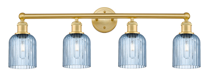 Innovations Lighting Bridal Veil 5" Bath Vanity Light - Satin Gold Vanity Lights Innovations Lighting Princess Blue ; Glass Type: Princess Blue; Ribbed  