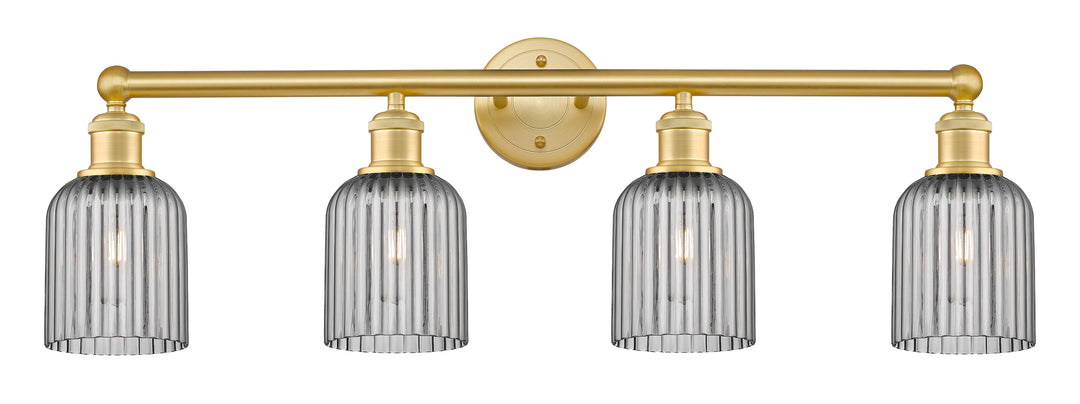 Innovations Lighting Bridal Veil 5" Bath Vanity Light - Satin Gold Vanity Lights Innovations Lighting Light Smoke ; Glass Type: Light Smoke; Ribbed  