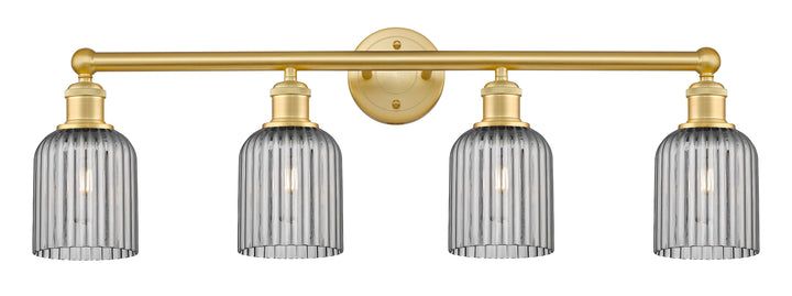 Innovations Lighting Bridal Veil 5" Bath Vanity Light - Satin Gold Vanity Lights Innovations Lighting Light Smoke ; Glass Type: Light Smoke; Ribbed  