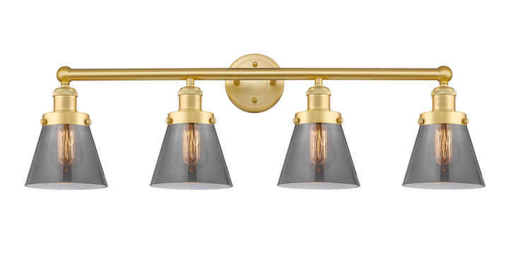 Innovations Lighting Cone 6" Bath Vanity Light - Satin Gold Vanity Lights Innovations Lighting Light Smoke ; Glass Type: Colorful  