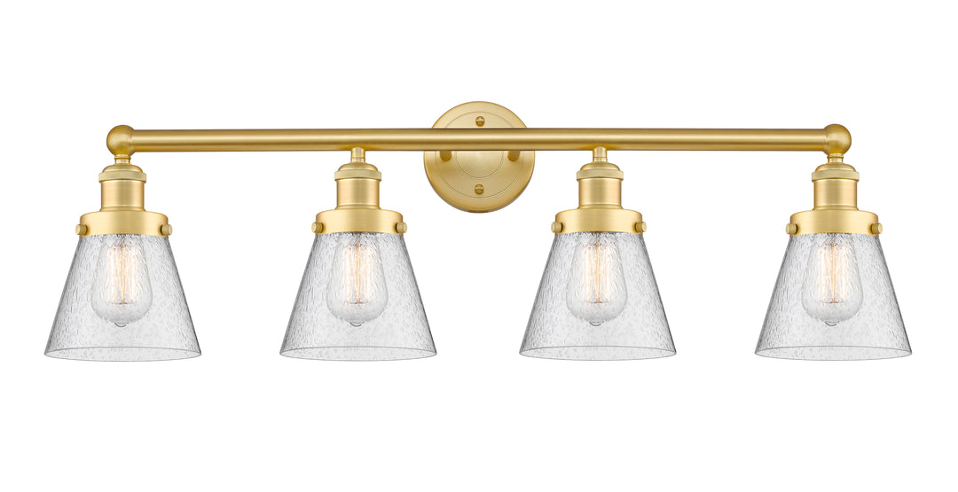 Innovations Lighting Cone 6" Bath Vanity Light - Satin Gold Vanity Lights Innovations Lighting Seedy ; Glass Type: Seedy; Ribbed  