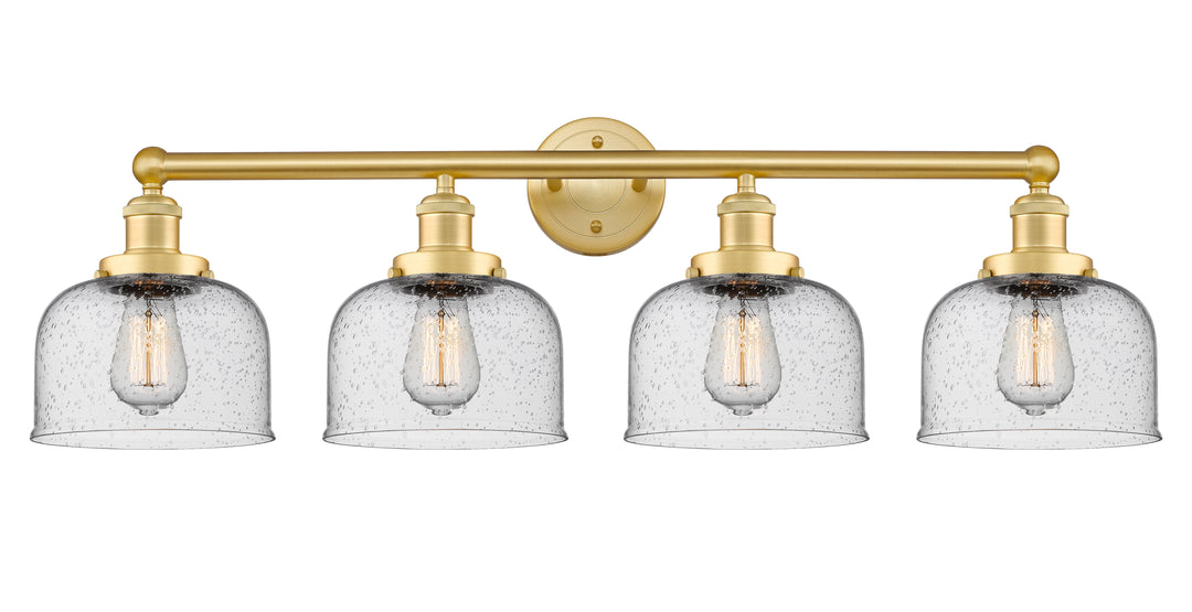 Innovations Lighting Bell 8" Bath Vanity Light - Satin Gold Vanity Lights Innovations Lighting Seedy ; Glass Type: Seedy; Ribbed  