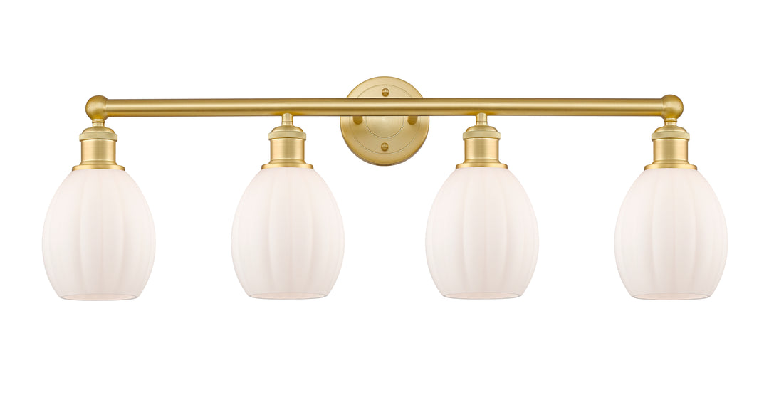 Innovations Lighting Eaton 5.5" Bath Vanity Light - Satin Gold Vanity Lights Innovations Lighting Matte White ; Glass Type: White; Ribbed  