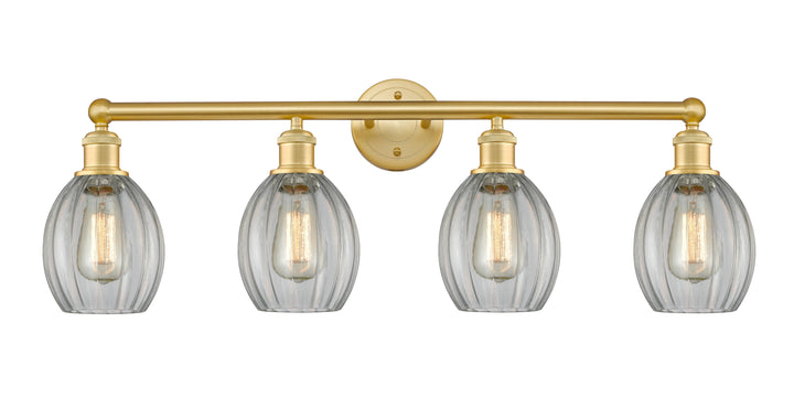 Innovations Lighting Eaton 5.5" Bath Vanity Light - Satin Gold Vanity Lights Innovations Lighting Clear ; Glass Type: Transparent; Ribbed  