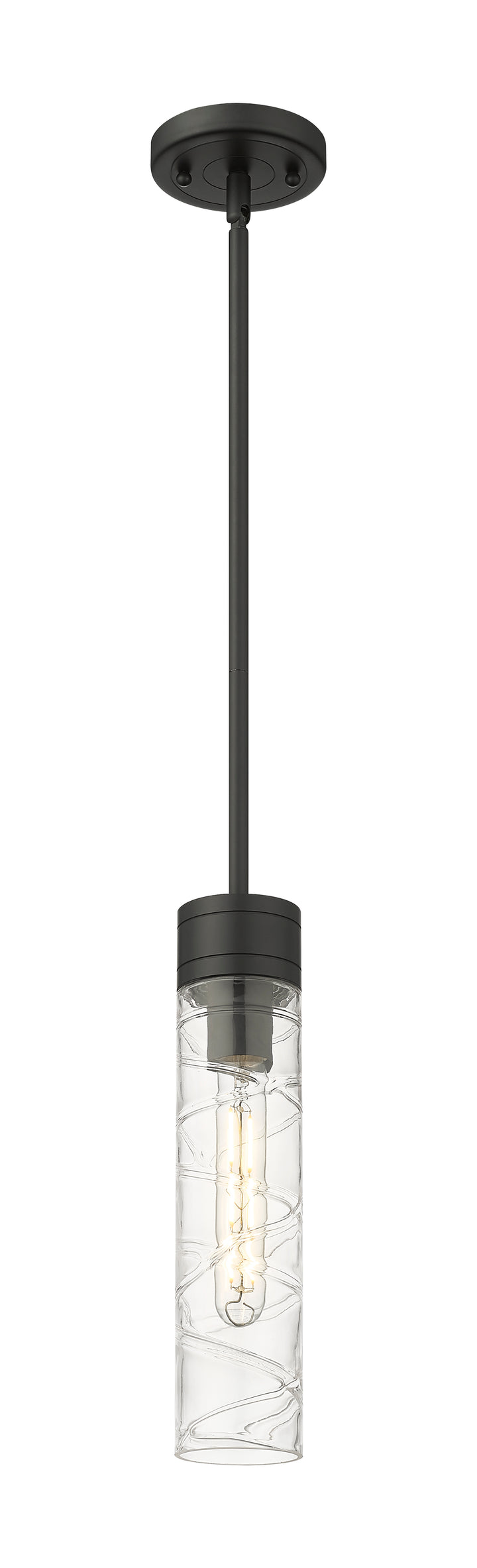 Innovations Lighting Boreas 11" Mini Pendant - Matte Black Mini-Pendants Innovations Lighting Deco Swirl ; Glass Type: Transparent  