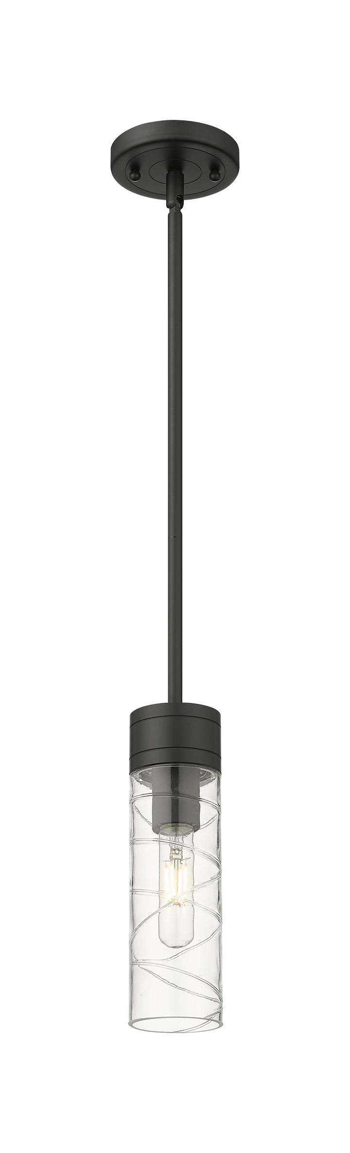 Innovations Lighting Boreas 8" Mini Pendant - Matte Black Mini-Pendants Innovations Lighting Deco Swirl ; Glass Type: Transparent  