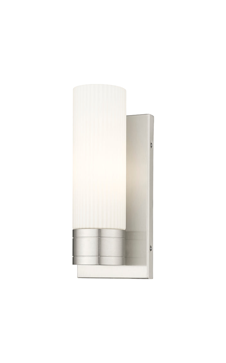 Innovations Lighting Boreas 8" Sconce Wall Sconces Innovations Lighting Satin Nickel Striped White ; Glass Type: Frosted 