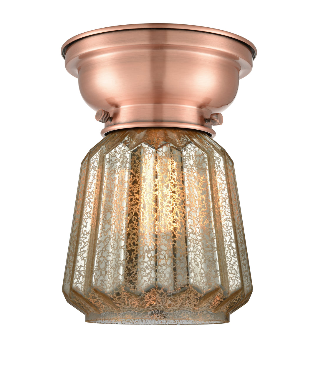 Innovations Lighting Chatham Flush Mount - Antique Copper Ceiling Flush Mounts Innovations Lighting Mercury ; Glass Type: Mercury; Ribbed  