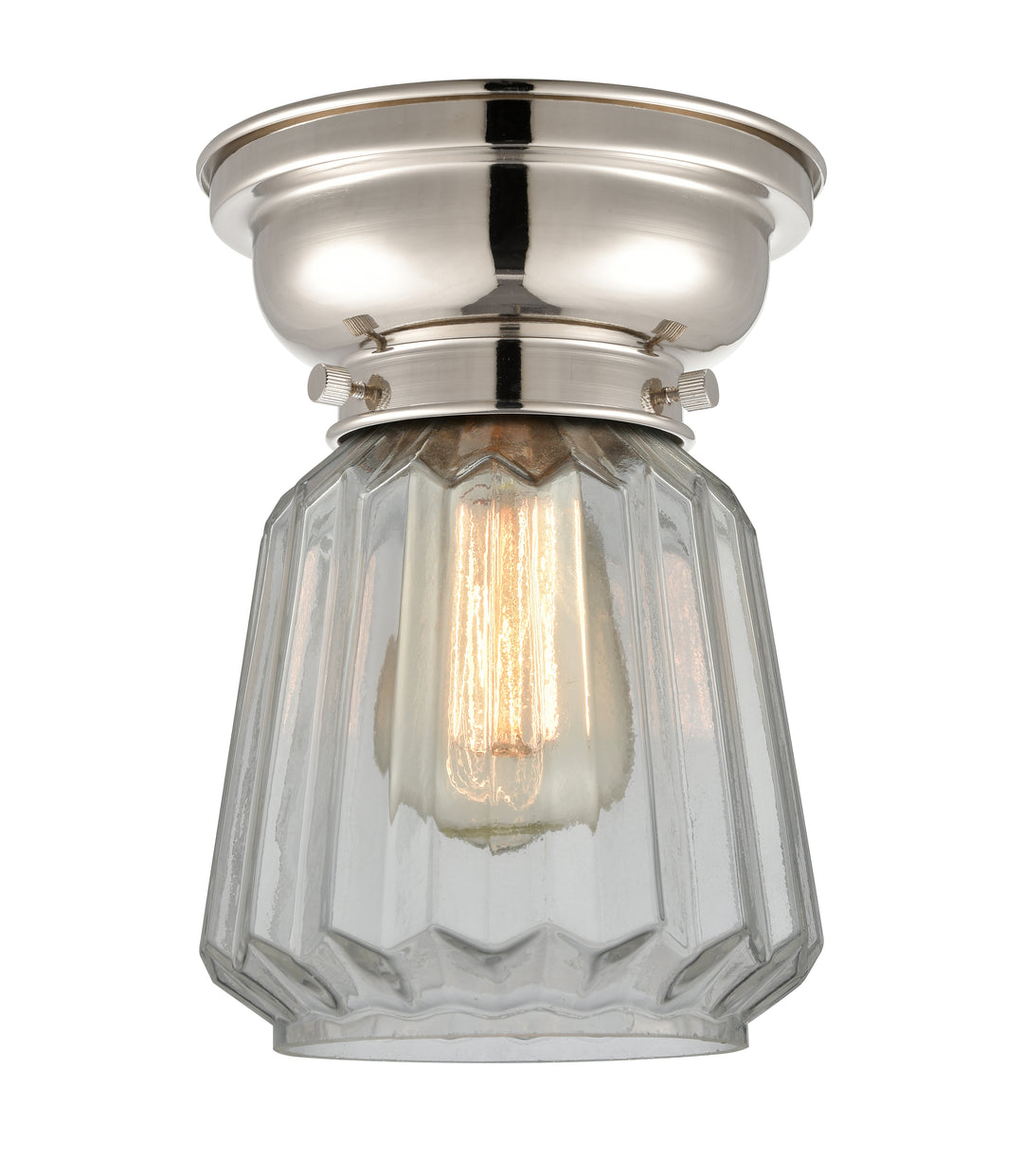 Innovations Lighting Chatham Flush Mount - Polished Nickel Ceiling Flush Mounts Innovations Lighting Clear ; Glass Type: Transparent; Ribbed  