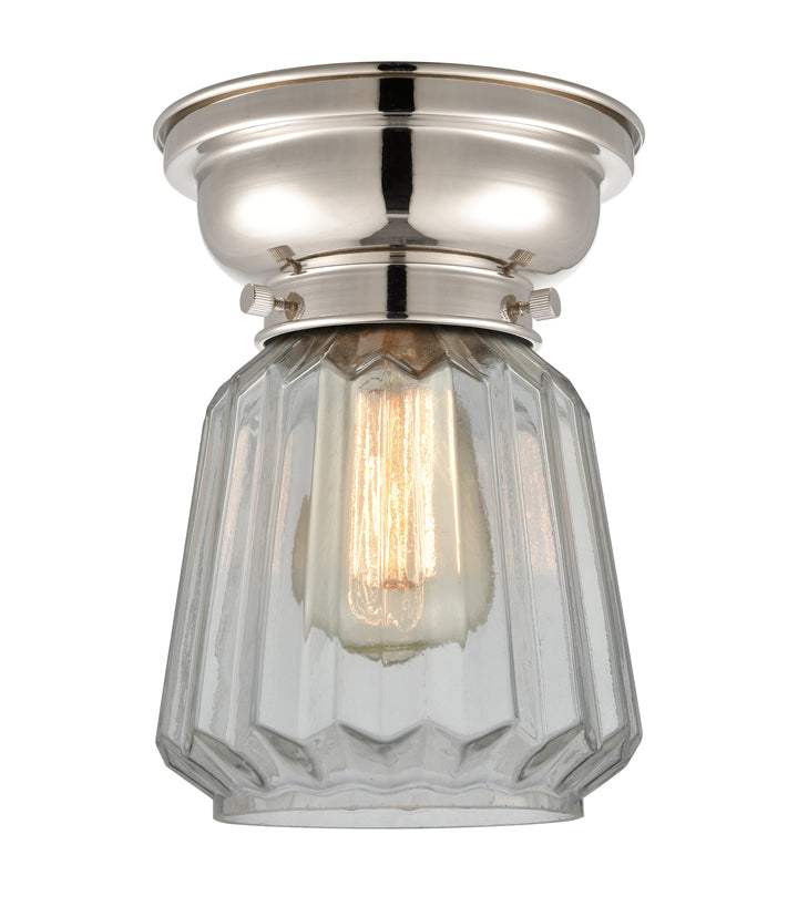 Innovations Lighting Chatham Flush Mount - Polished Nickel Ceiling Flush Mounts Innovations Lighting Clear ; Glass Type: Transparent; Ribbed  