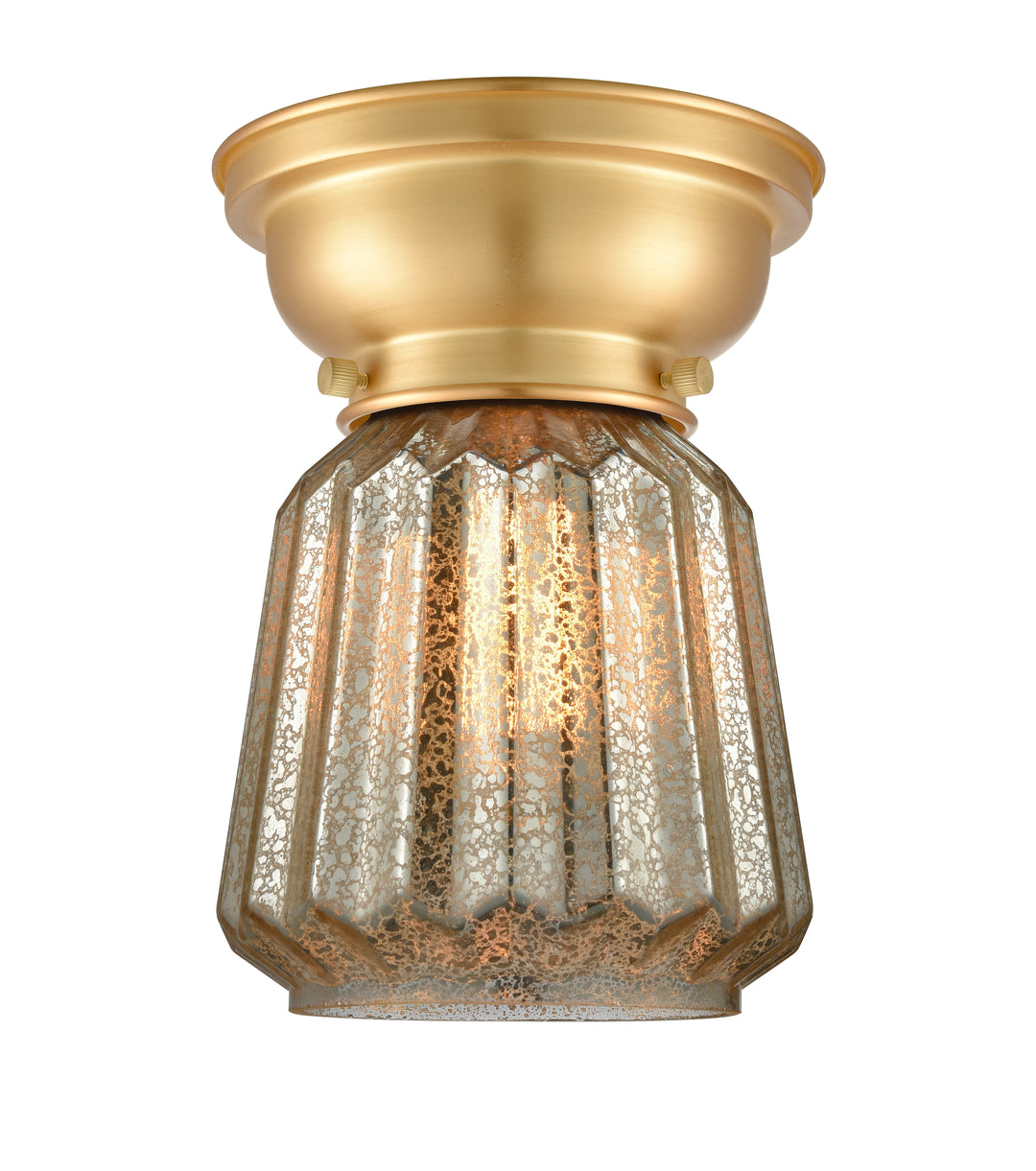 Innovations Lighting Chatham Flush Mount - Satin Gold Ceiling Flush Mounts Innovations Lighting Mercury ; Glass Type: Mercury; Ribbed  