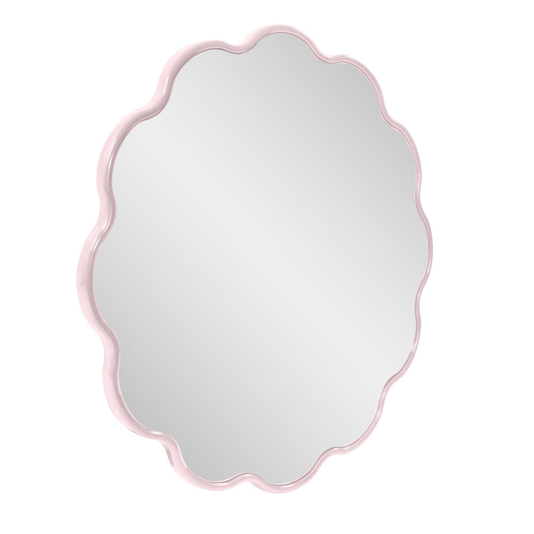 Howard Elliott Collection Kushi Round Scalloped Edge Mirror in Glossy Lilac Mirrors Howard Elliott Collection   