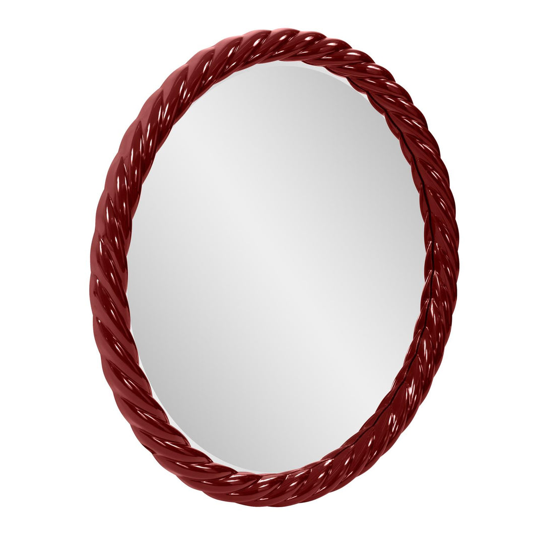 Howard Elliott Collection Gita Braided Round Mirror in Glossy Burgundy