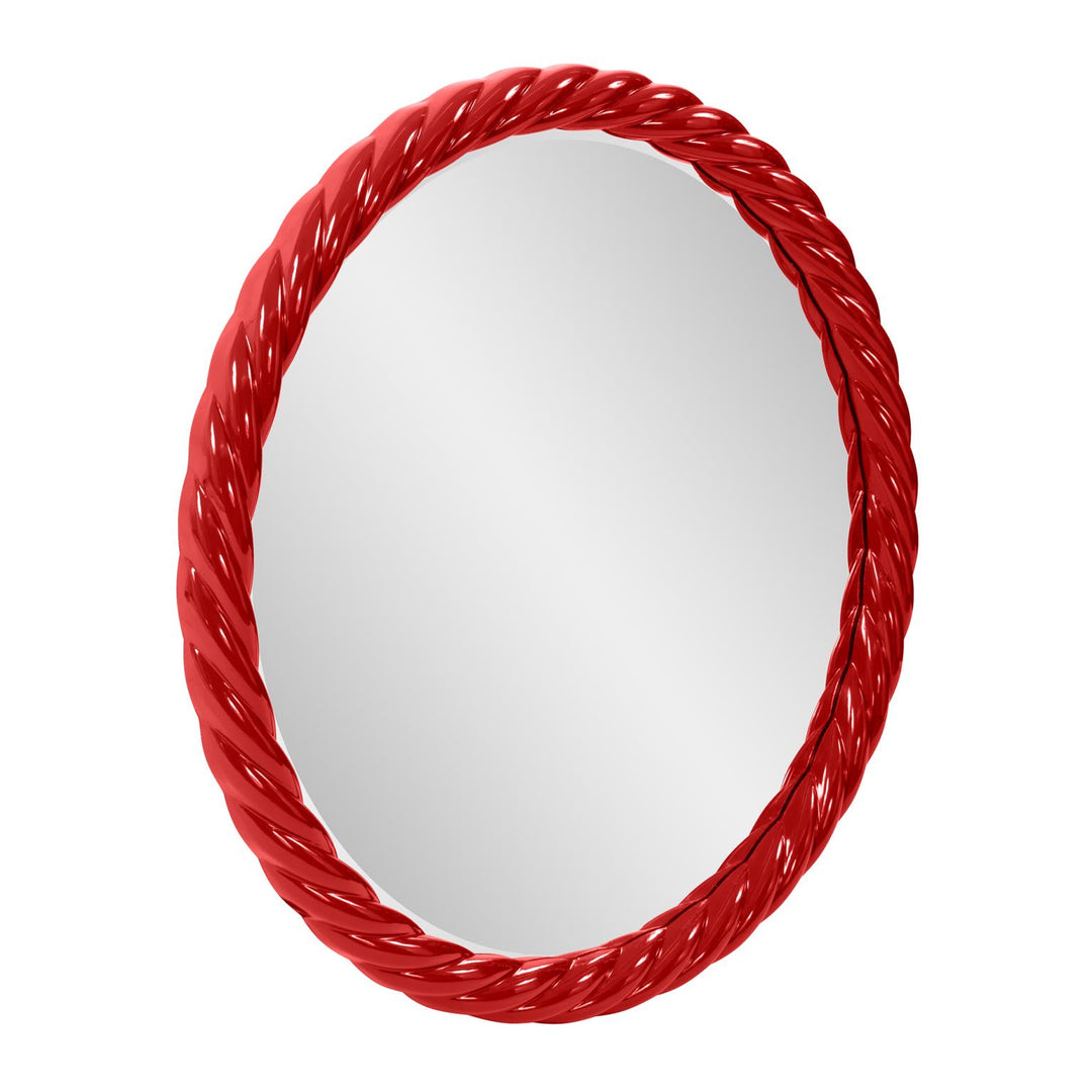 Howard Elliott Collection Gita Braided Round Mirror in Glossy Red