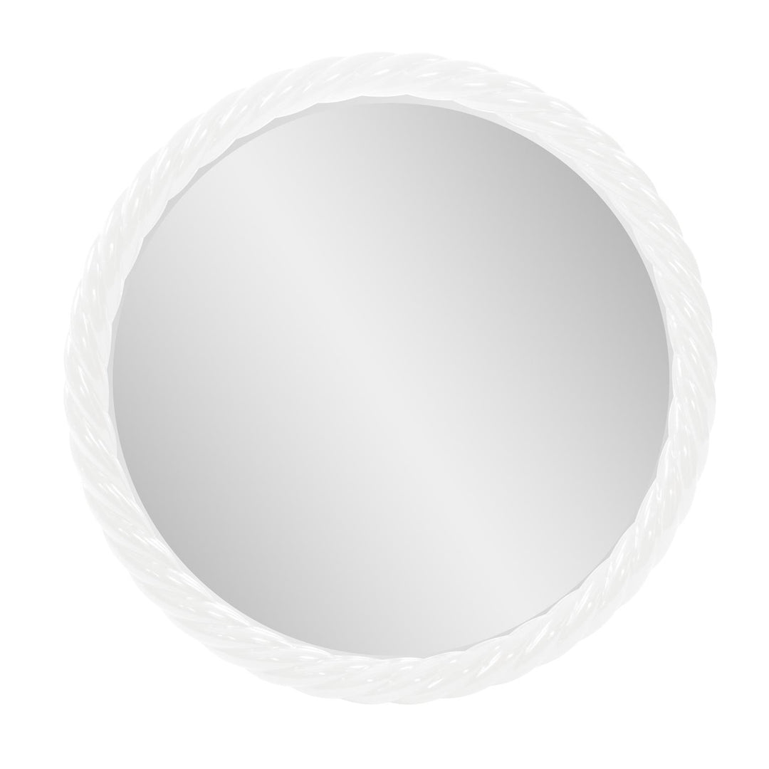 Howard Elliott Collection Gita Braided Round Mirror in Glossy White