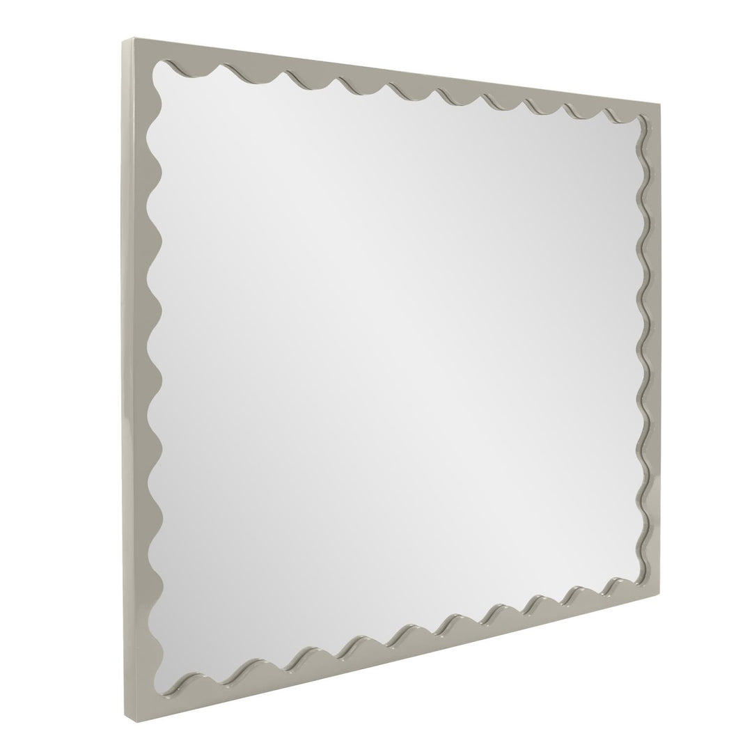 Howard Elliott Collection Santosh Rectangular Mirror with Inner Scalloped Edge in Glossy Nickel