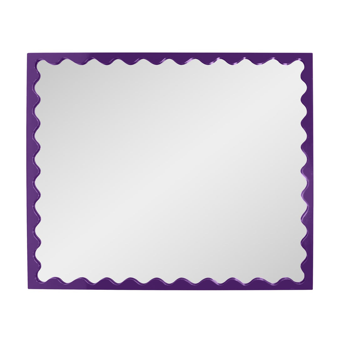 Howard Elliott Collection Santosh Rectangular Mirror with Inner Scalloped Edge in Glossy Royal Purple