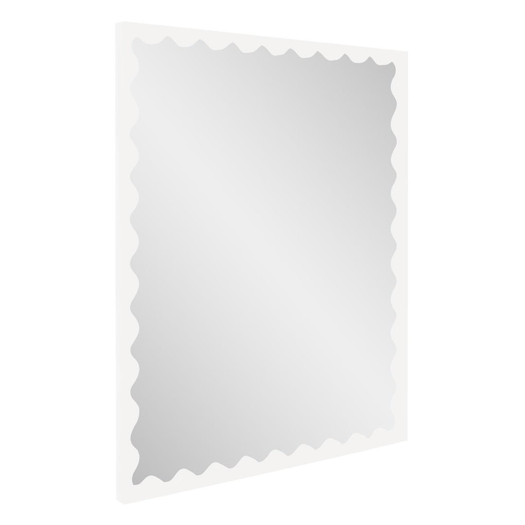 Howard Elliott Collection Santosh Rectangular Mirror with Inner Scalloped Edge in Glossy White