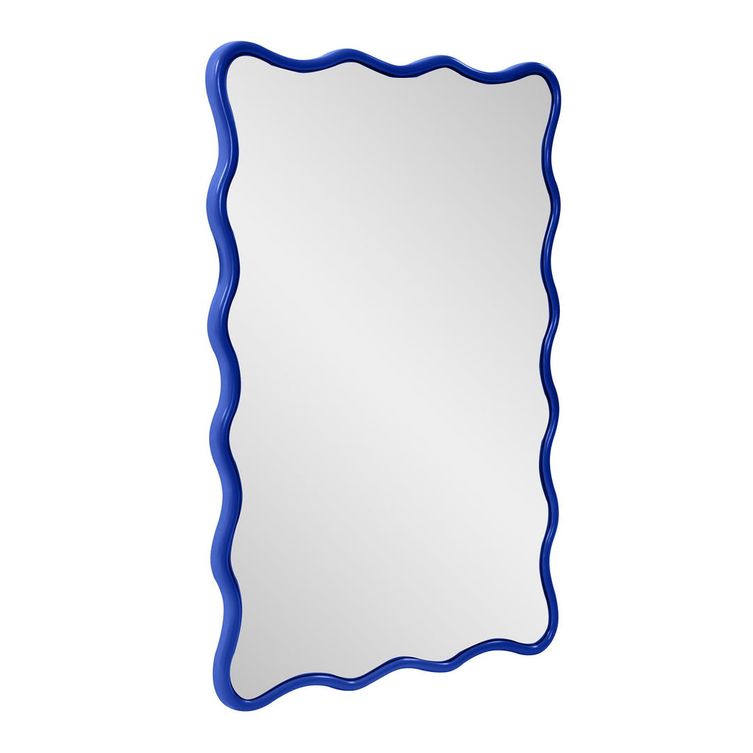 Howard Elliott Collection Maya Rectangular Waved Edge Mirror in Glossy Royal Blue Mirrors Howard Elliott Collection   