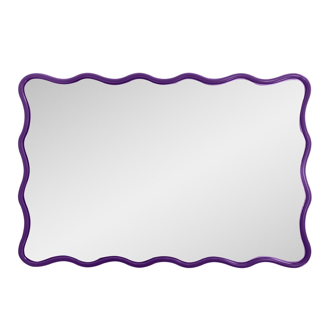 Howard Elliott Collection Maya Rectangular Waved Edge Mirror in Glossy Royal Purple Mirrors Howard Elliott Collection   