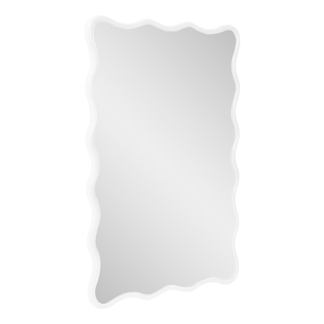 Howard Elliott Collection Maya Rectangular Waved Edge Mirror in Glossy White Mirrors Howard Elliott Collection   