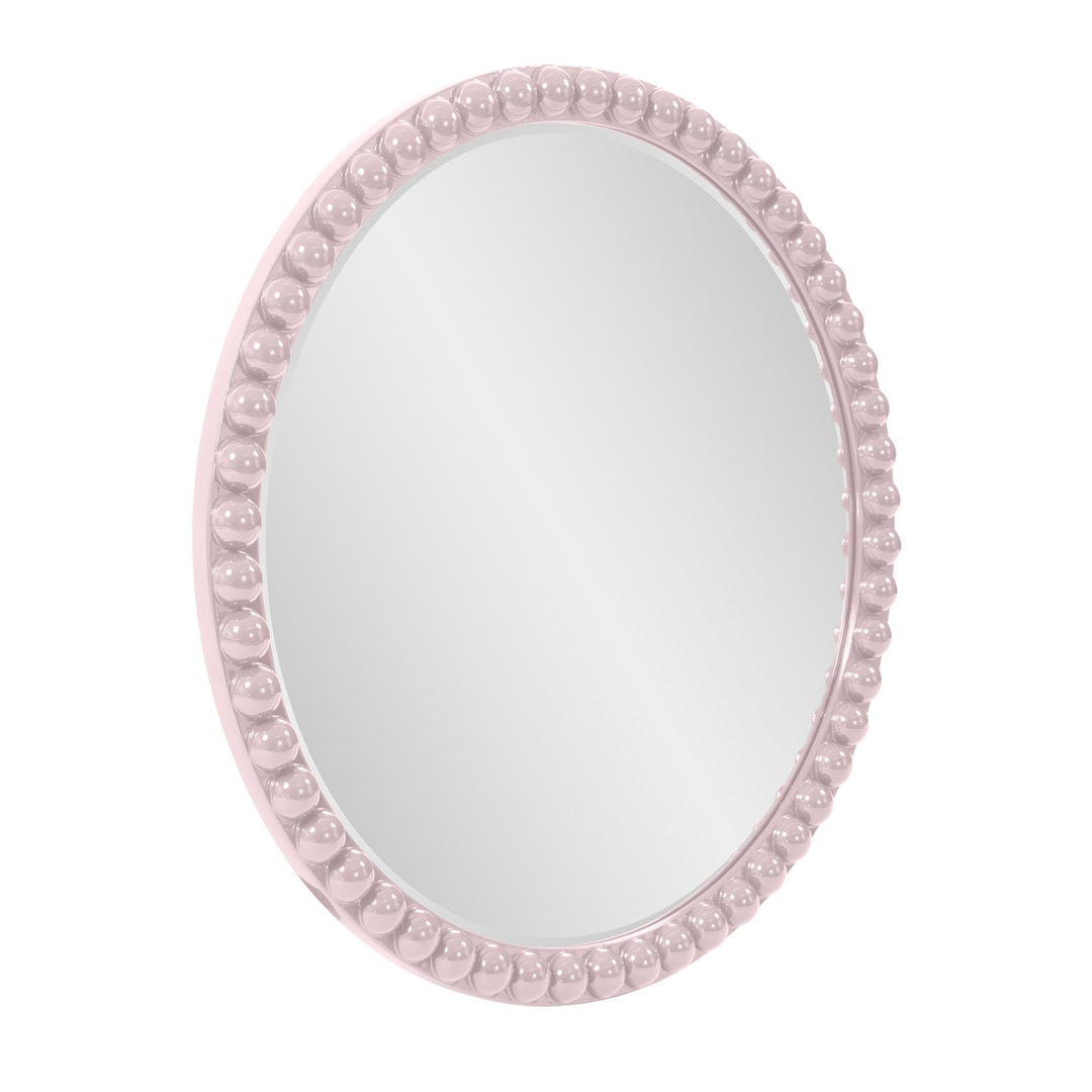 Howard Elliott Collection Varsha Round Oversized Beaded Mirror in Glossy Lilac Mirrors Howard Elliott Collection   