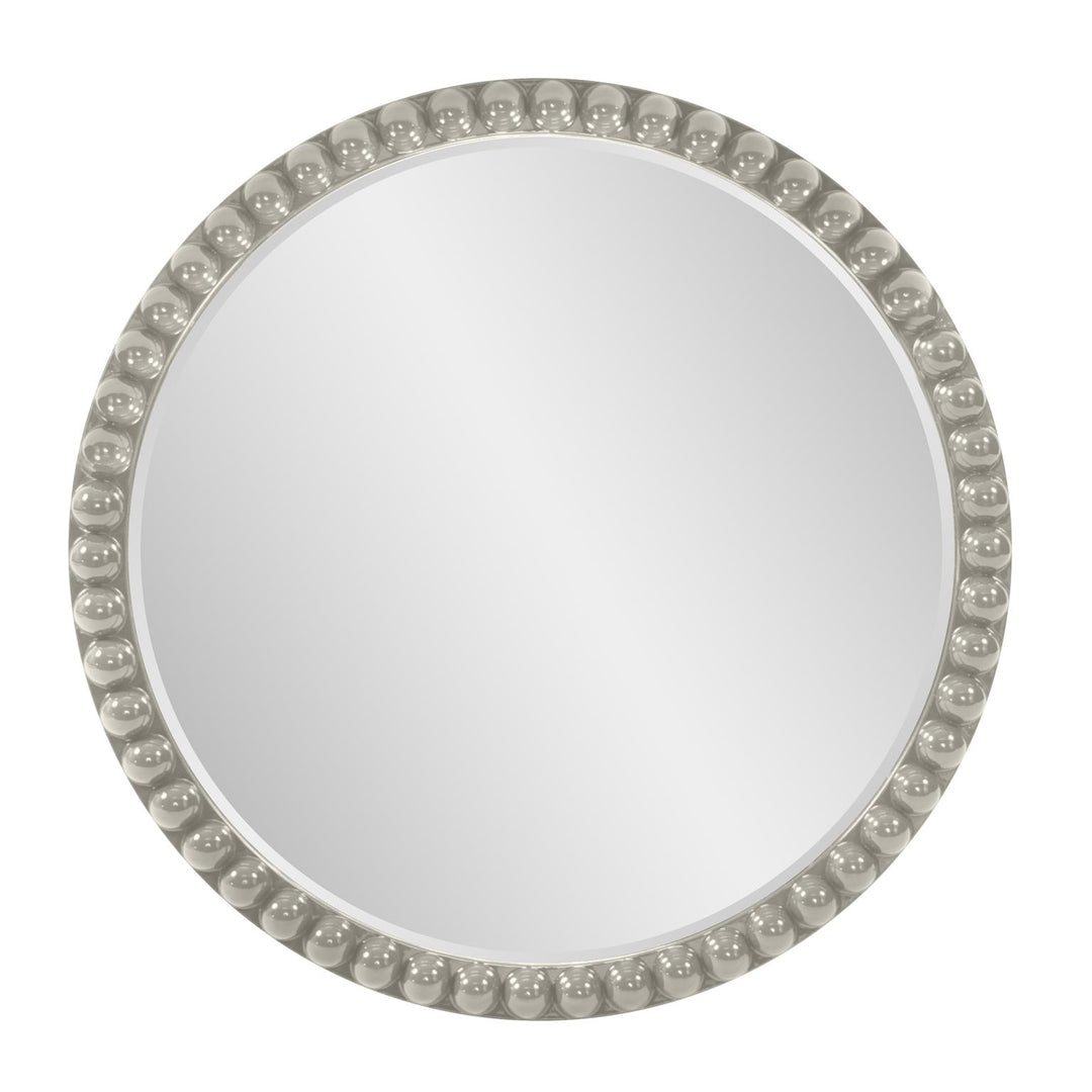 Howard Elliott Collection Varsha Round Oversized Beaded Mirror in Glossy Nickle Mirrors Howard Elliott Collection   