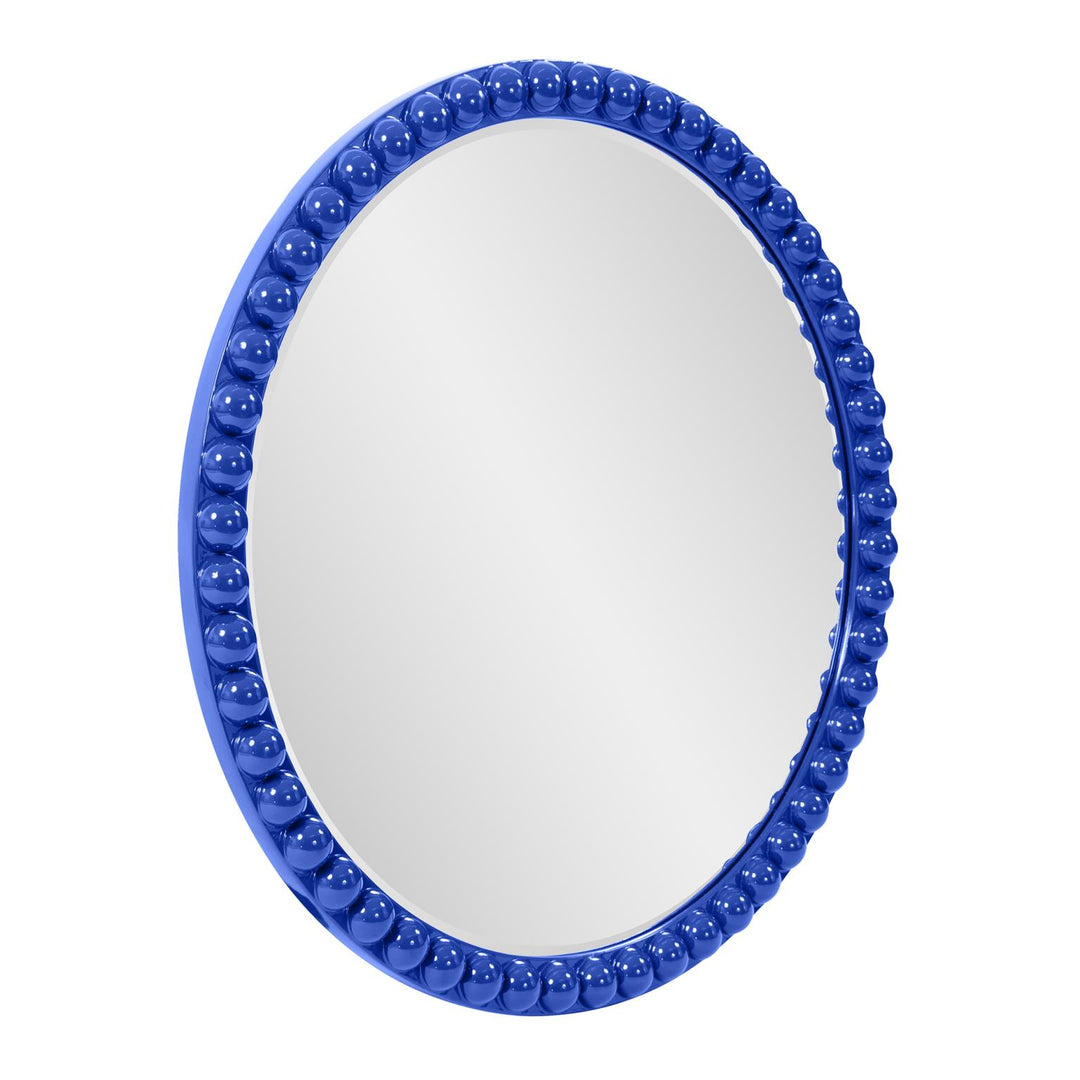 Howard Elliott Collection Varsha Round Oversized Beaded Mirror in Glossy Royal Blue Mirrors Howard Elliott Collection   