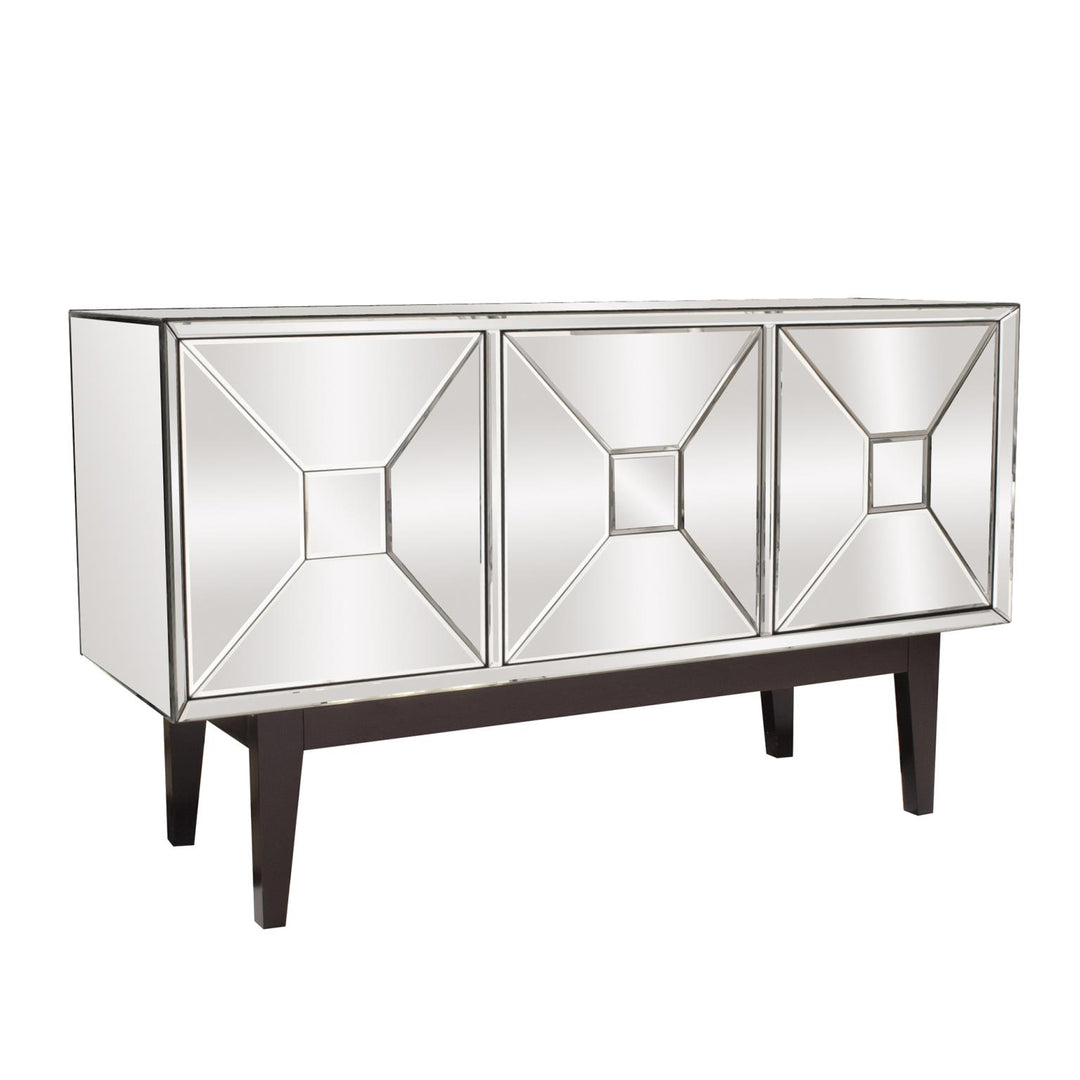 Howard Elliott Collection Mirrored Cabinet with 3 Pyramid Shaped Doors Cabinets Howard Elliott Collection   