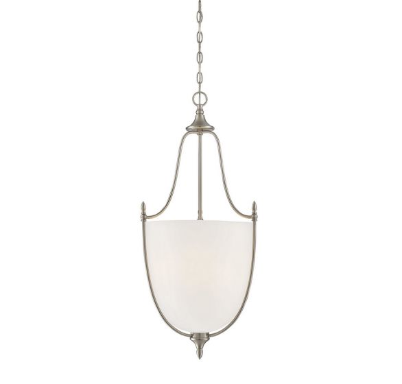 Savoy House Essentials Herndon Pendant Pendants Savoy House 16x16x34 Satin Nickel White Frosted Glass