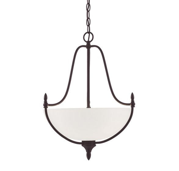 Savoy House Essentials Herndon Pendant Pendants Savoy House 18x18x22 Bronze White Frosted Glass