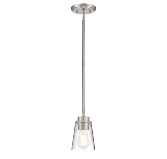 Savoy House Essentials Calhoun Mini-Pendant Mini-Pendants Savoy House 5x5x7 Satin Nickel Clear Glass