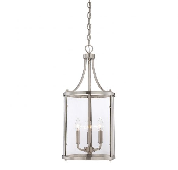 Savoy House Essentials Penrose Pendant Pendants Savoy House 12x12x26 Satin Nickel Clear Glass