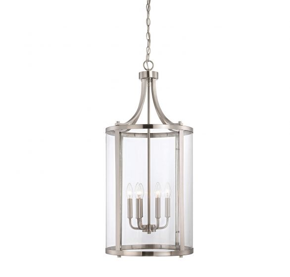 Savoy House Essentials Penrose Pendant Pendants Savoy House 16x16x34 Satin Nickel Clear Glass