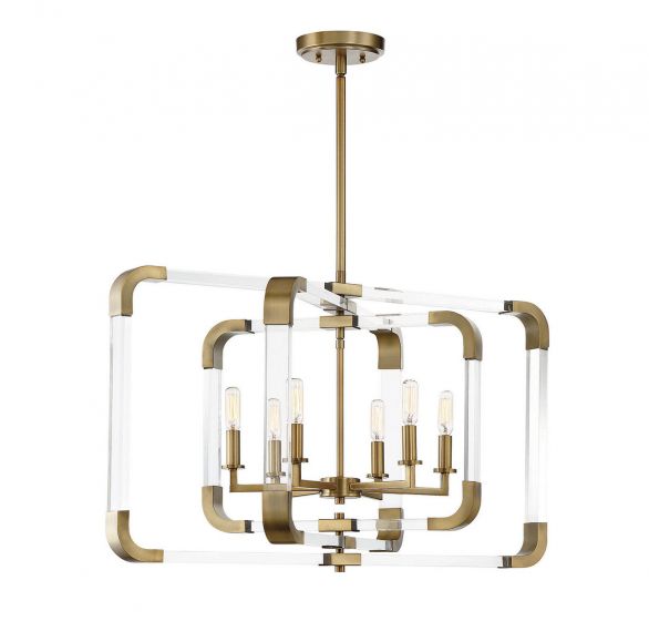 Savoy House Essentials Rotterdam Pendant Pendants Savoy House 31.5x24.75x20.5 Brass Optic Acrylic