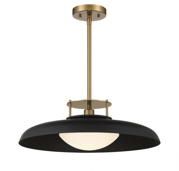 Savoy House Gavin Pendant Pendants Savoy House Matte Black with Warm Brass Accents 1 White Opal Metal