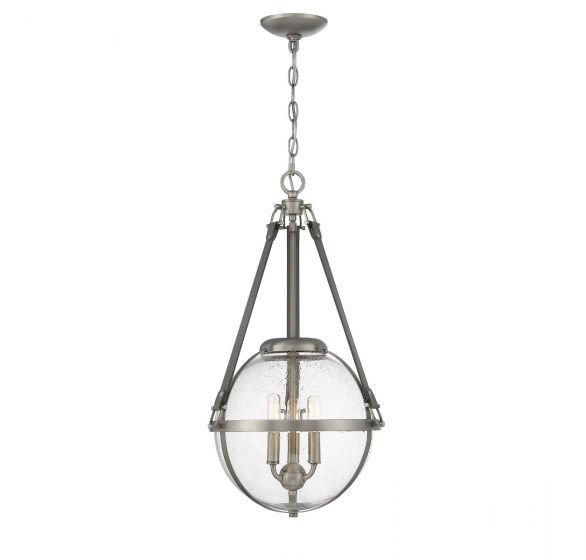 Savoy House Bozeman Pendant Pendants Savoy House Antique Nickel 3 Seeded Glass