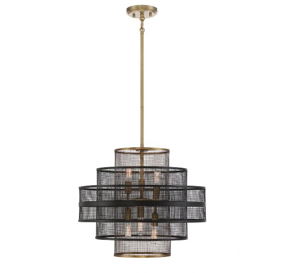 Savoy House Kelvin Pendant Pendants Savoy House Matte Black with Warm Brass Accents 6 Metal Mesh