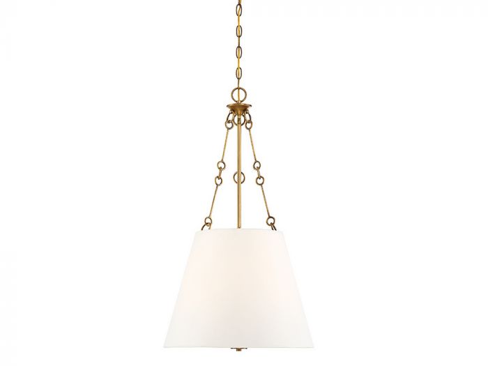 Savoy House Essentials Austin Pendant Pendants Savoy House 18x18x32.25 Brass White Fabric